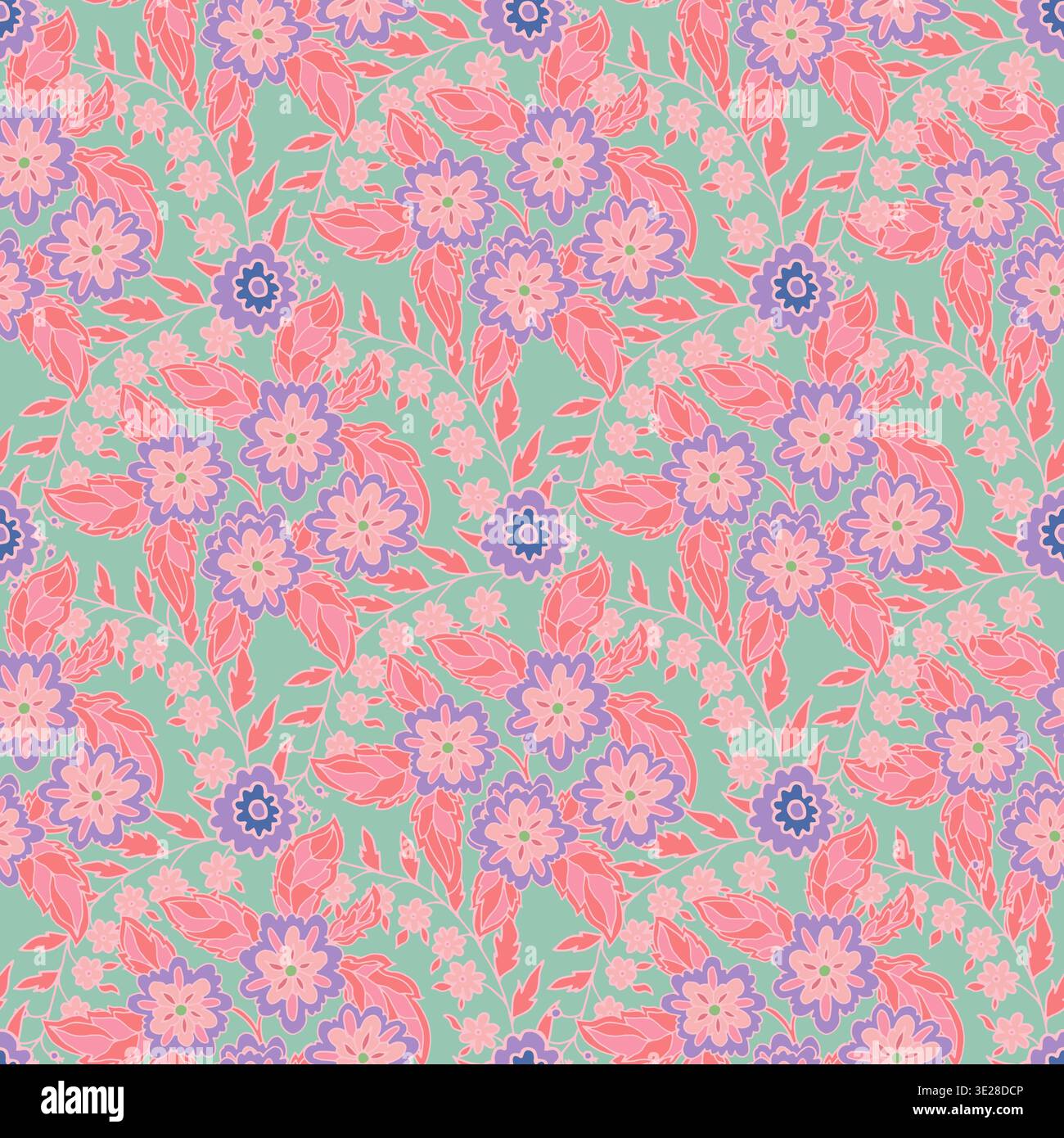 Moody Charcoal Boho Floral Damask Pattern Stock Vector