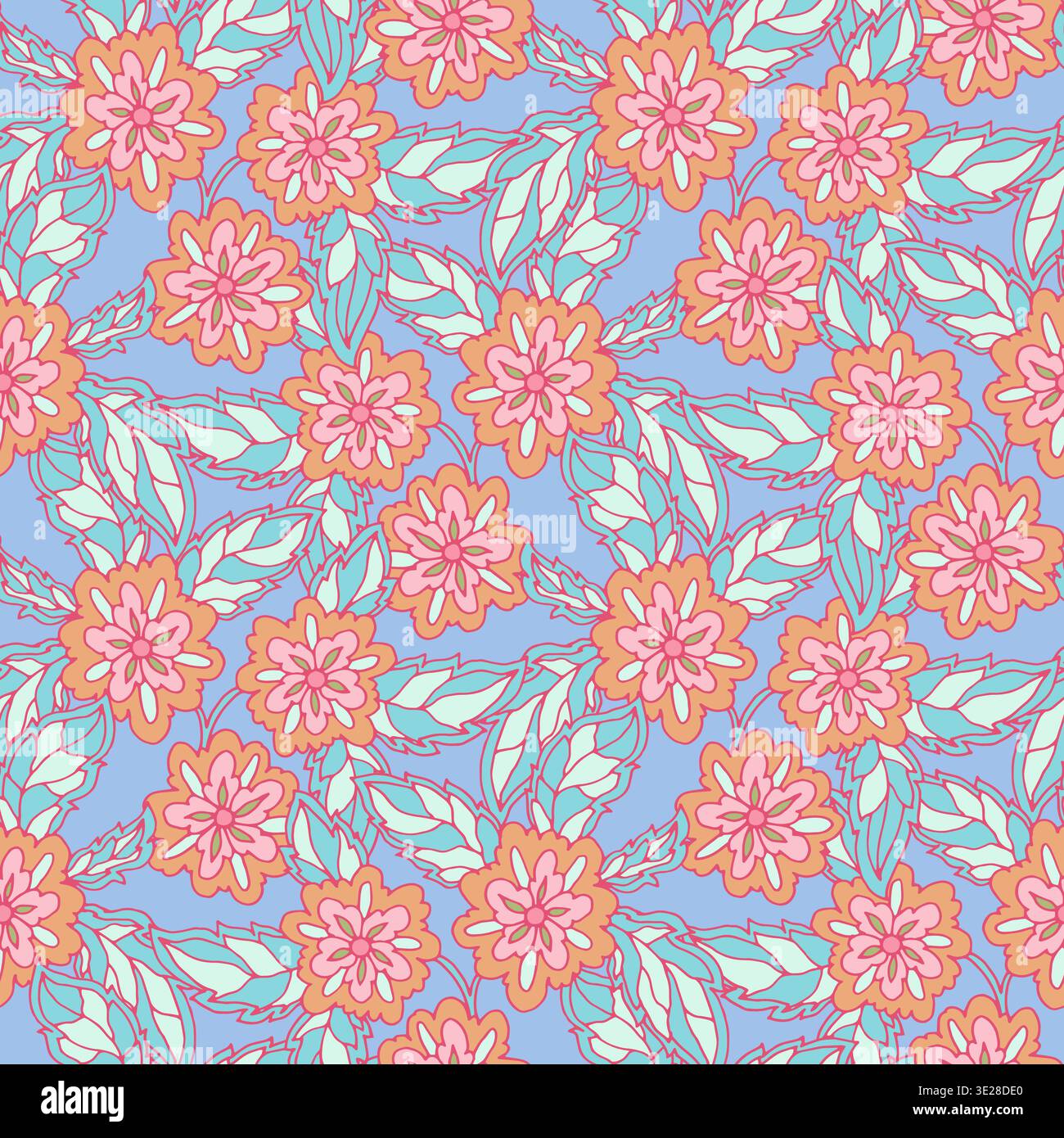 Olive Garden Boho Floral Damask Pattern Stock Vector