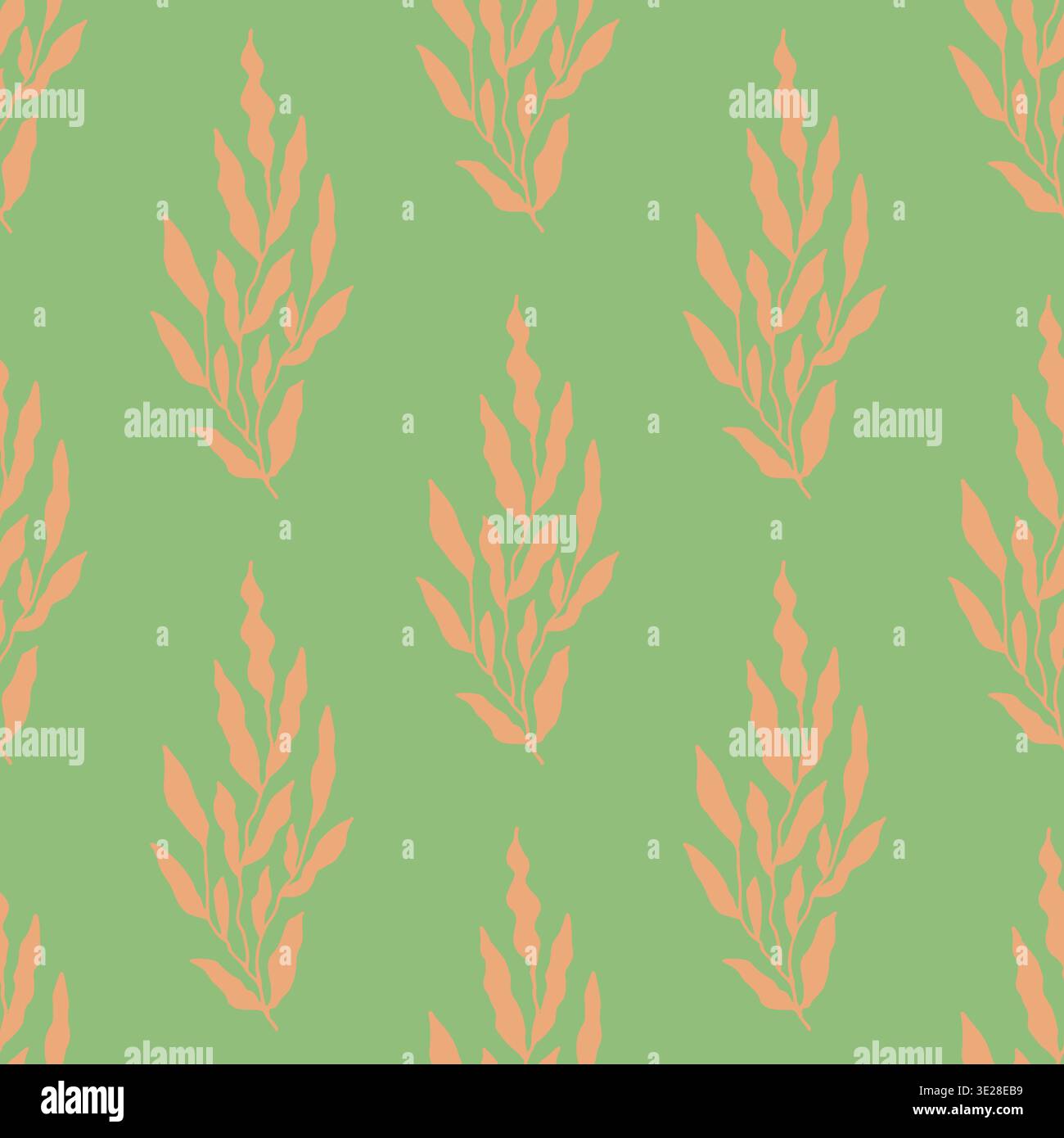 Minimalist Peach Wavy Leaf Stripe Pattern Stock Vector