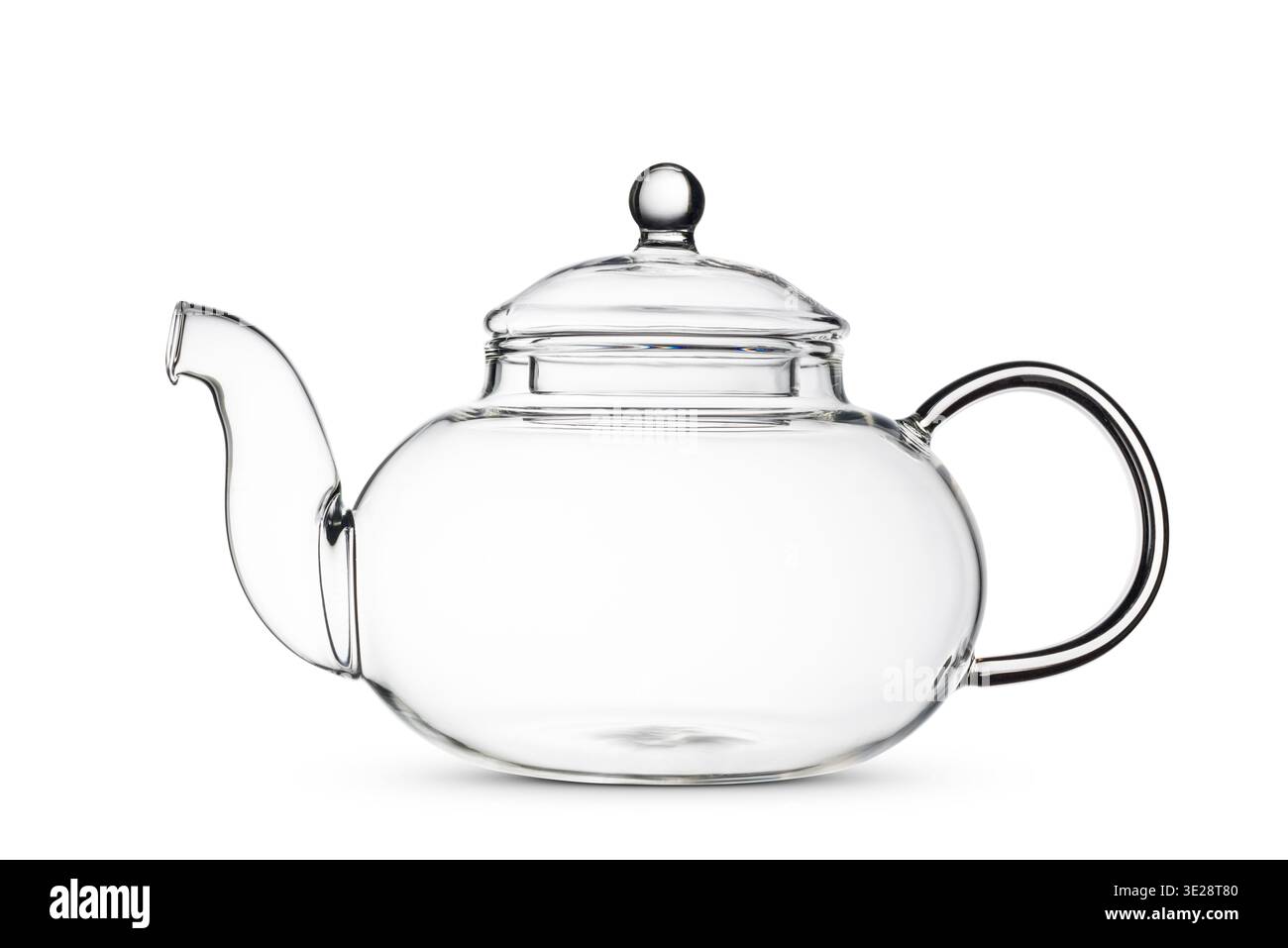 Glass teapot isolated on white background. Stock Photo