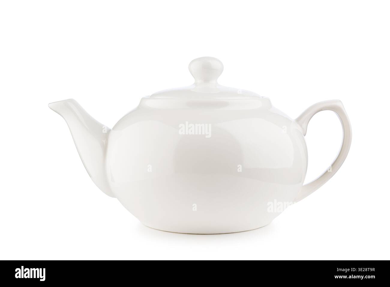 White ceramic teapot isolated on white background. Stock Photo
