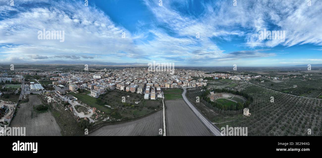 Lucera Maps Aerial view of Lucera town and Roman Amphitheater in Puglia Italy Stock ...