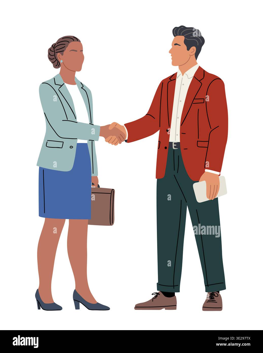 Two professionals shake hands isolated on white Stock Vector