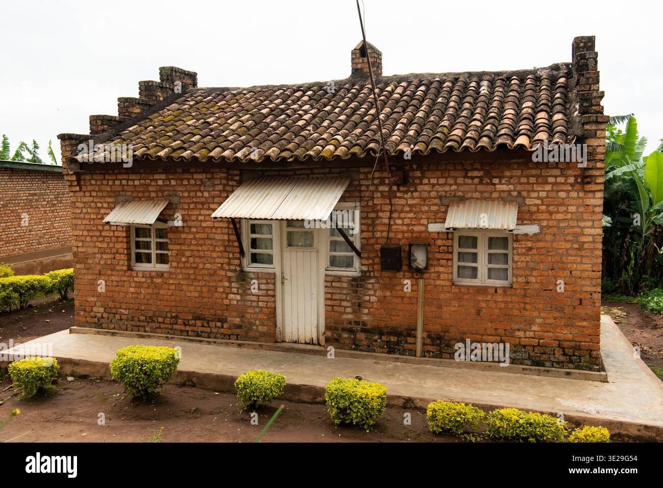 Colonial brick houses from the 1930s in the Ngoma suburb of Huye ...