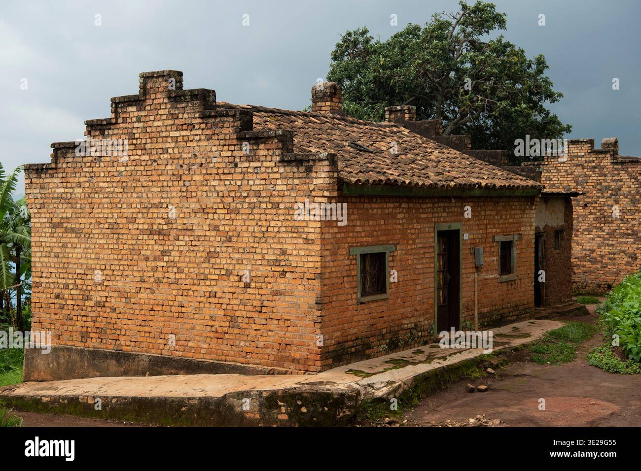 Colonial brick houses from the 1930s in the Ngoma suburb of Huye ...