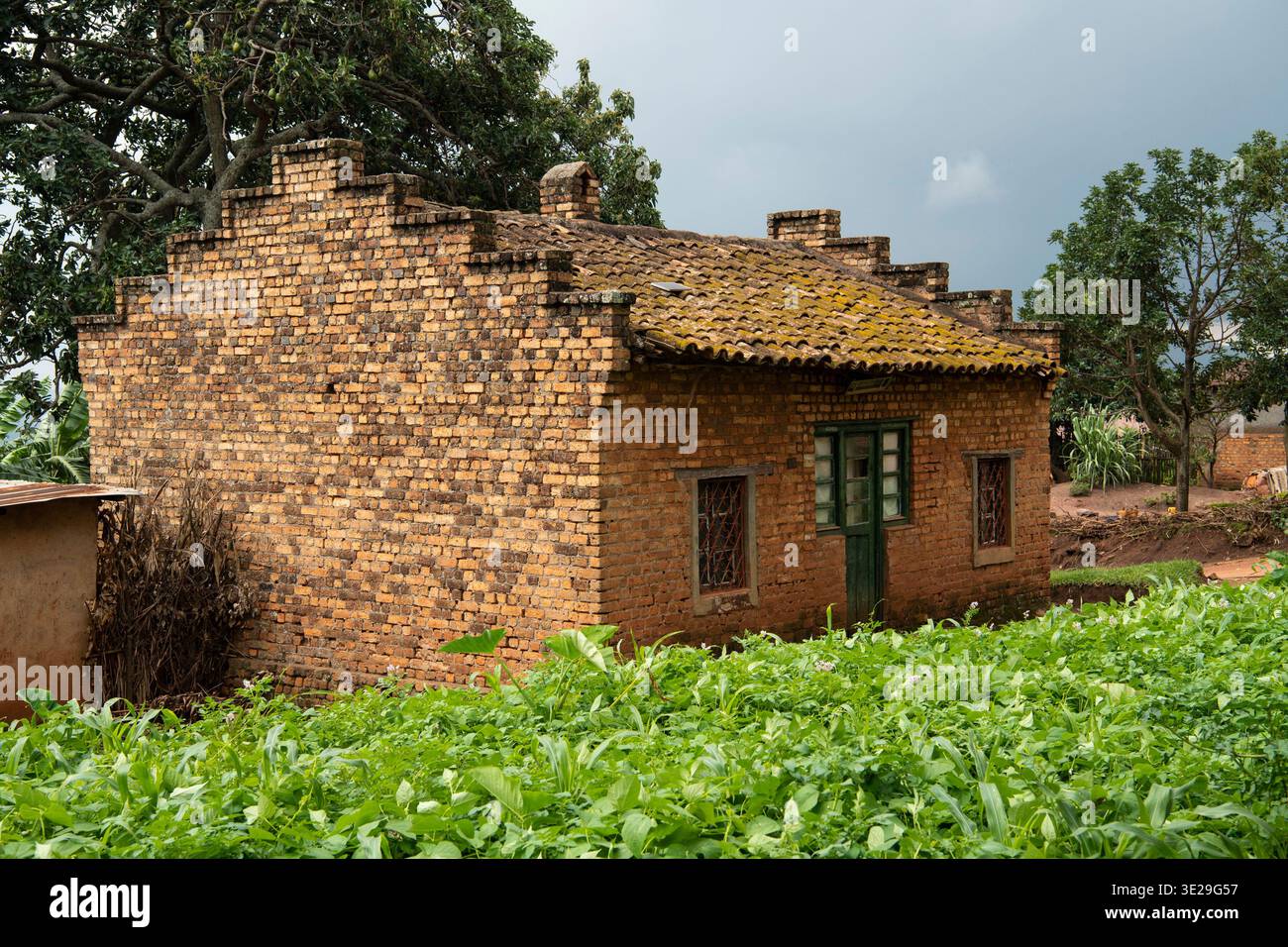 Colonial brick houses from the 1930s in the Ngoma suburb of Huye ...