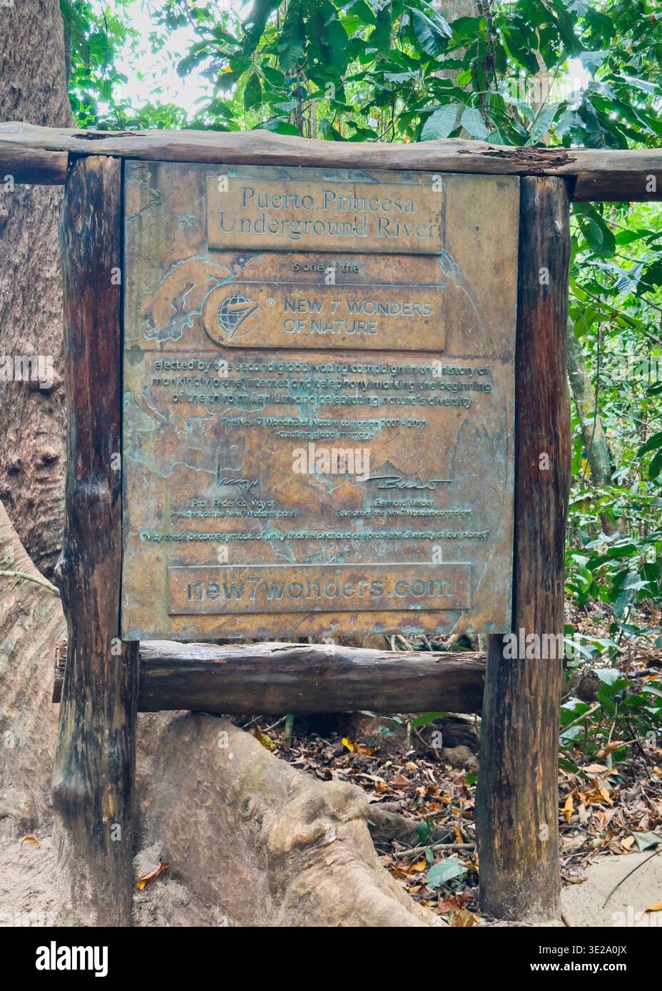 Sign for Puerto Princesa Subterranean River National Park, Palawan, Philippines, a UNESCO World Heritage Site. - Smartphone Captured Stock Image