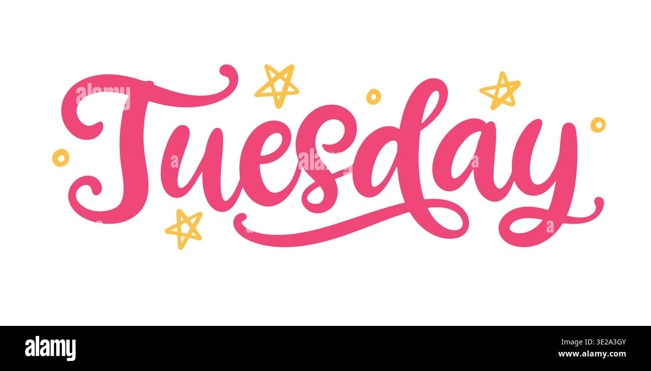 Tuesday vector hand lettering brush calligraphy Stock Vector