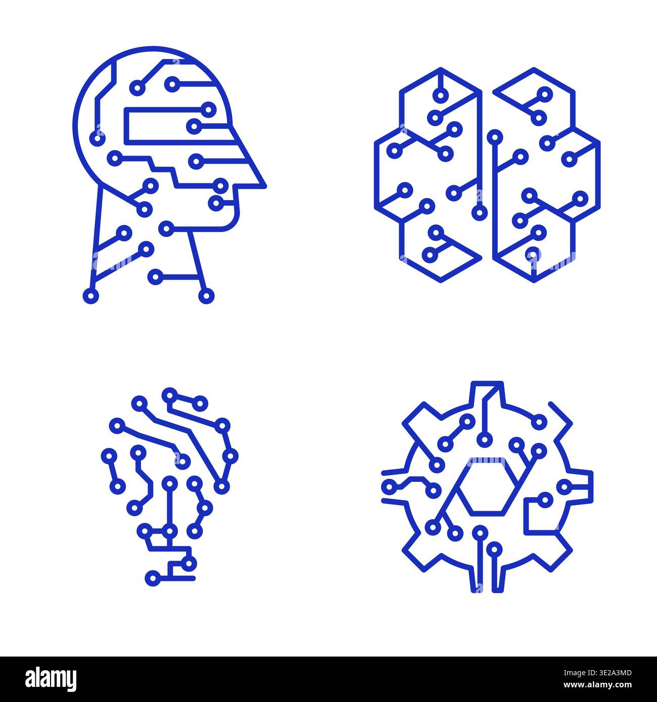 Digital human brain vector logo hi-res stock photography and images - Alamy
