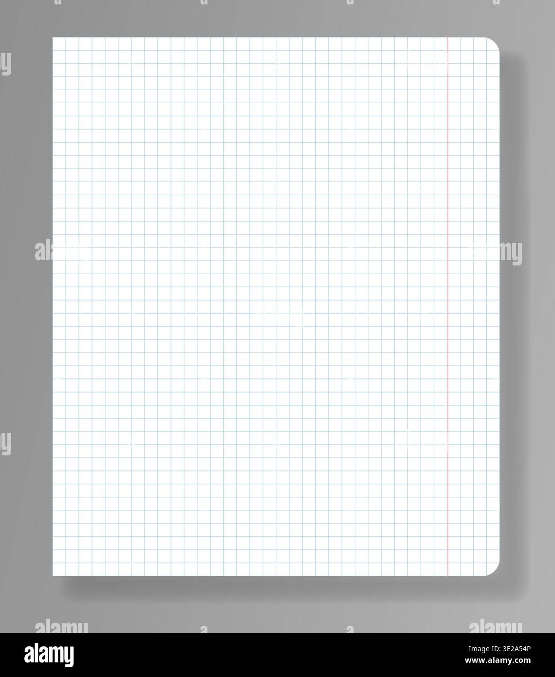 A blank squared notebook on a flat surface. The layout highlights the squared paper pattern ready for use in various design projects Stock Vector