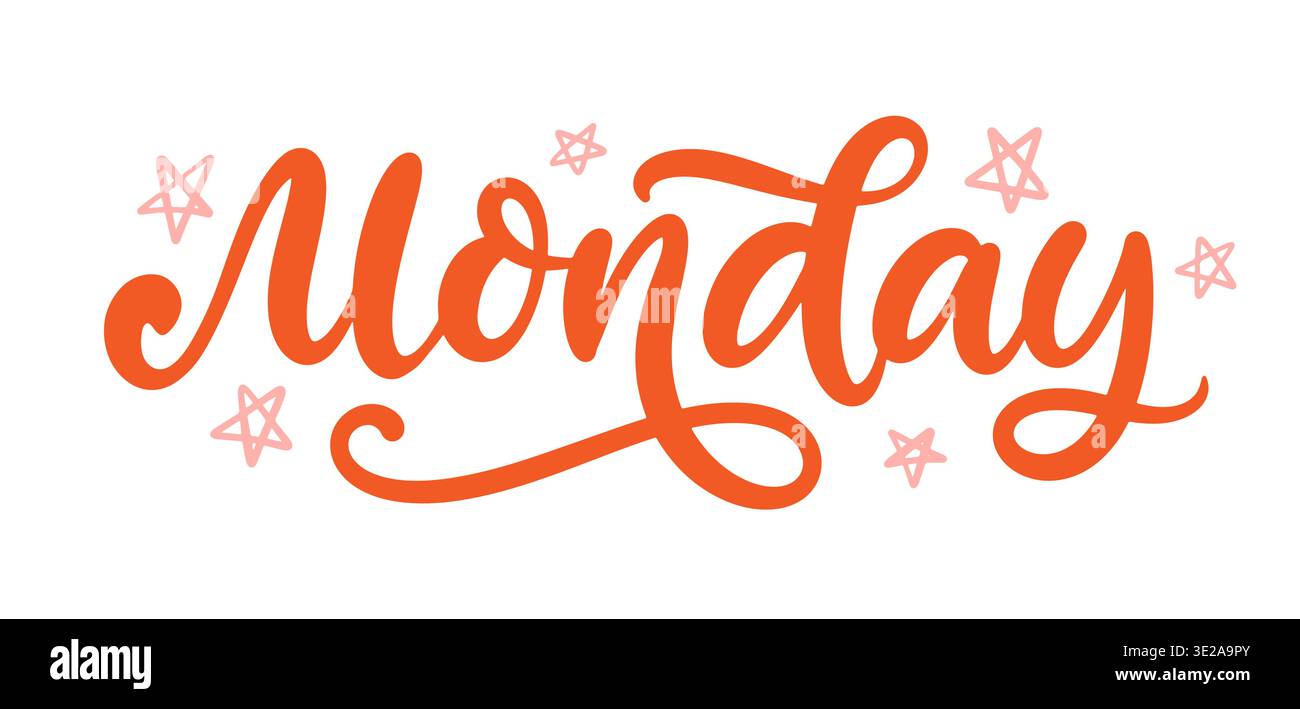 Monday vector hand lettering brush calligraphy Stock Vector