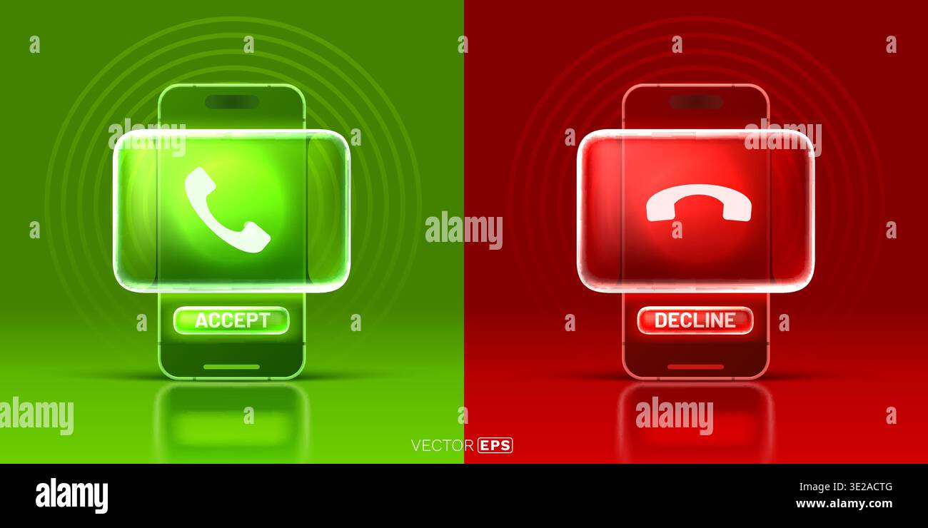 Accept and Decline incoming call buttons on a realistic smartphone ...