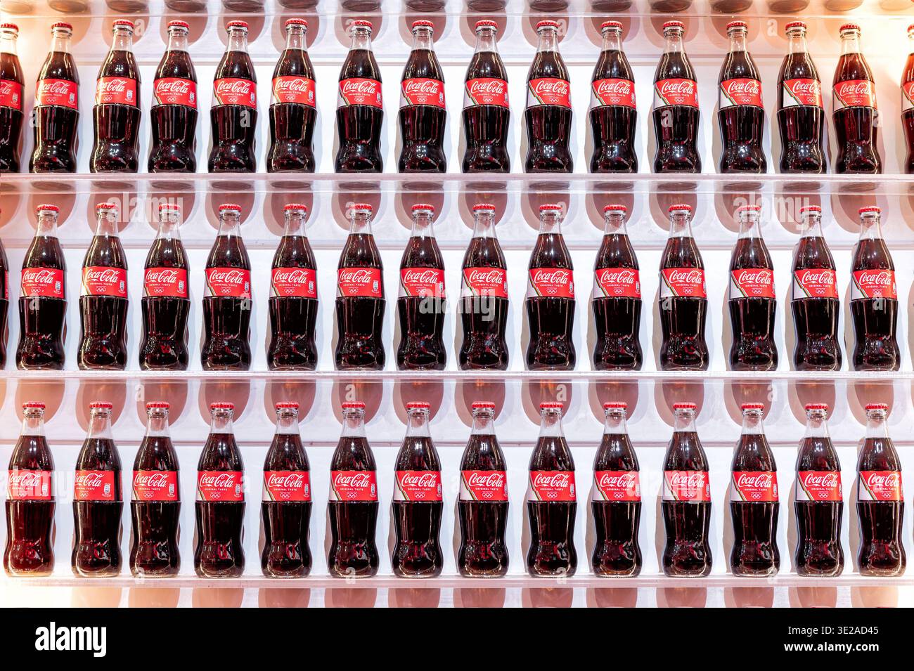 Milan, Lombardy, Italy - Friday 13, 2026: Coca Cola Olympic edition ...