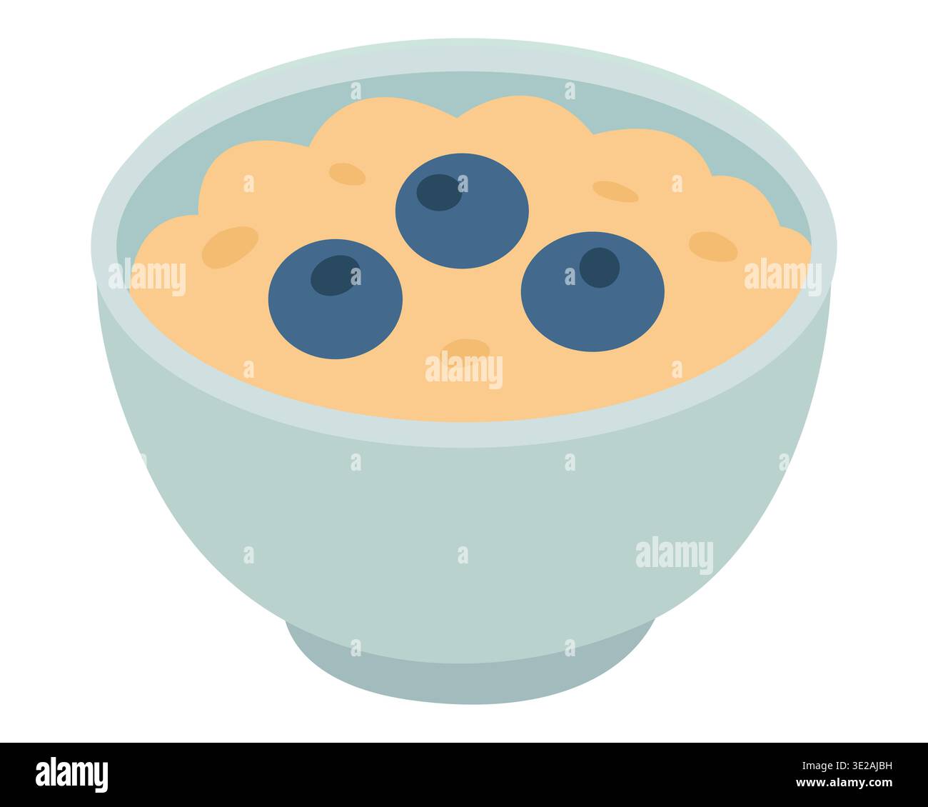 Delicious Bowl of Oatmeal with Fresh Blueberries Stock Vector