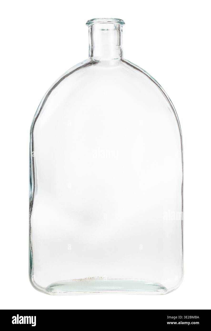 Empty colorless flask isolated on white background Stock Photo