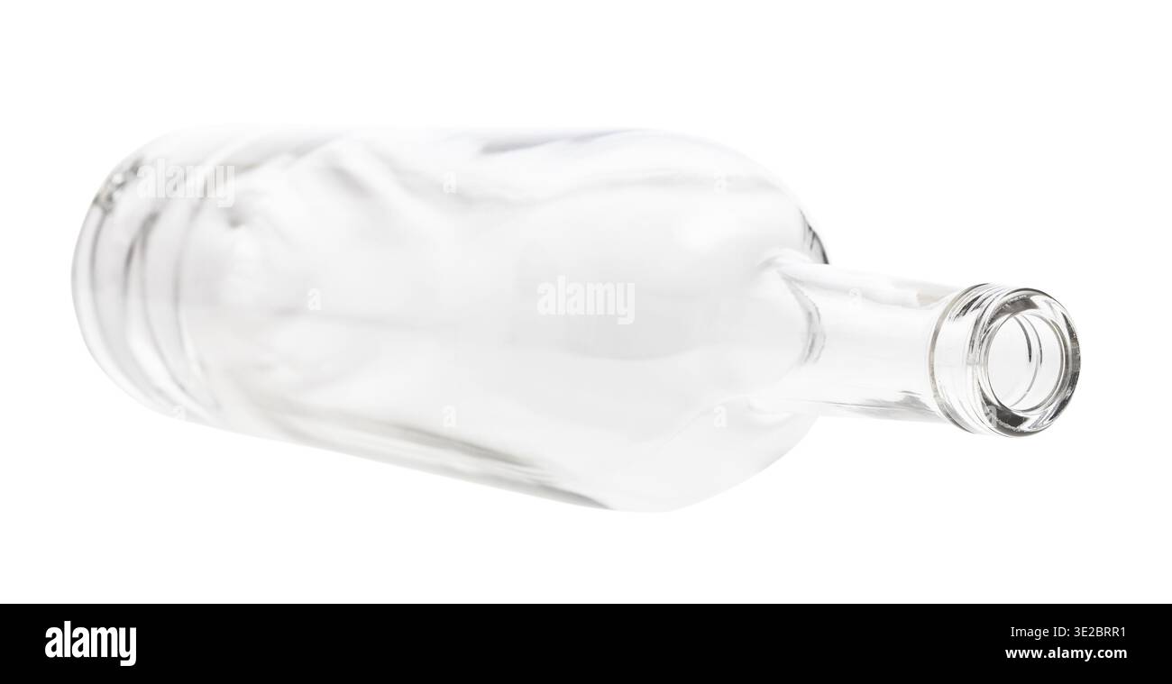 Lying empty clear bottle isolated on white background Stock Photo