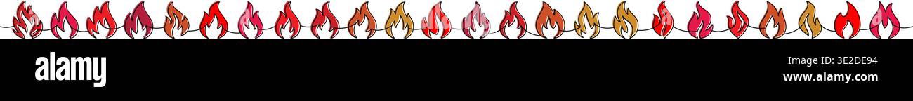 Seamless fires. Stylized flame border vector for modern design, posters, frames, invitations, and decor. Stock Vector