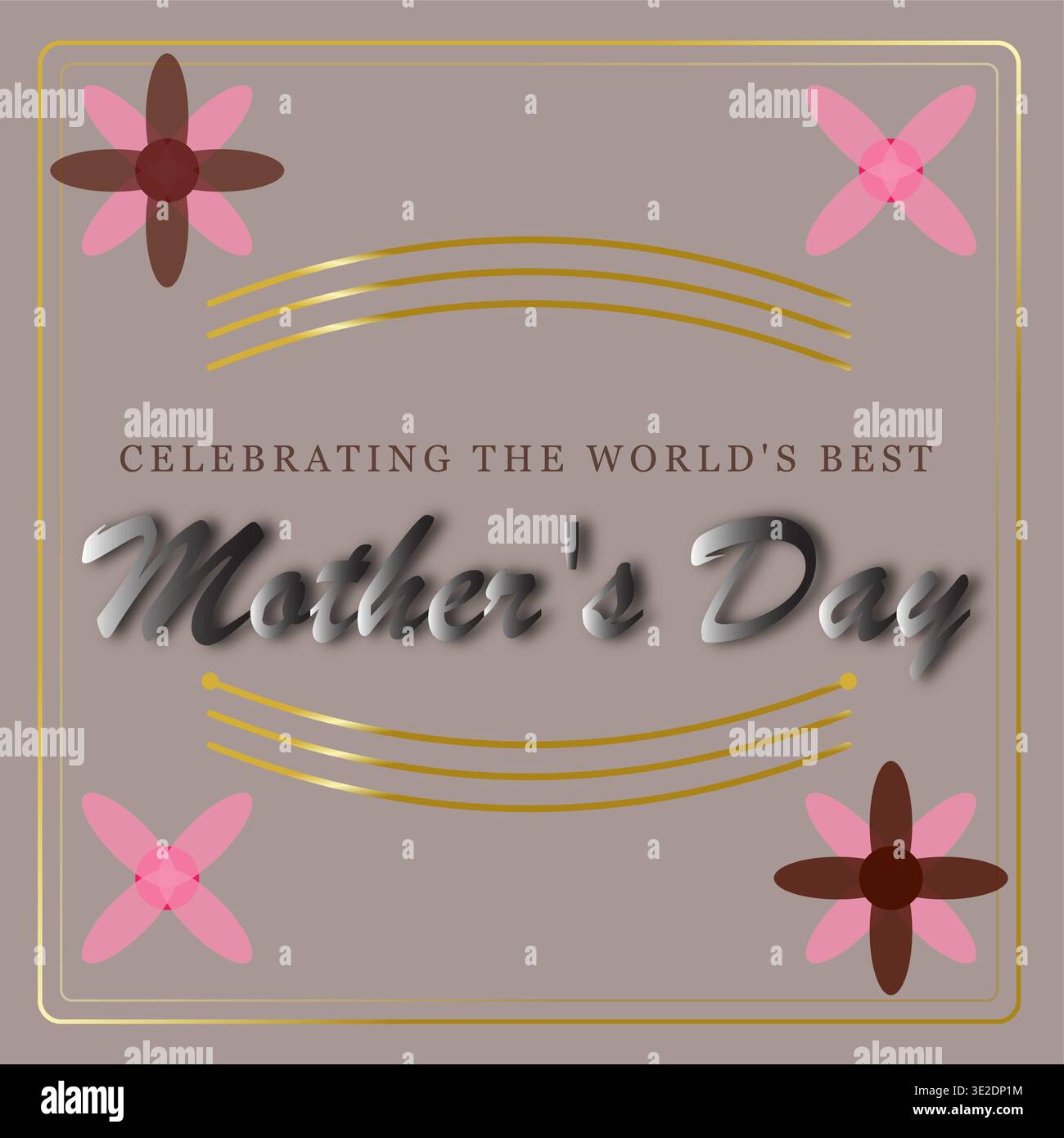 Mother's Day greeting card with celebratory text and floral elements for holiday media Stock Vector
