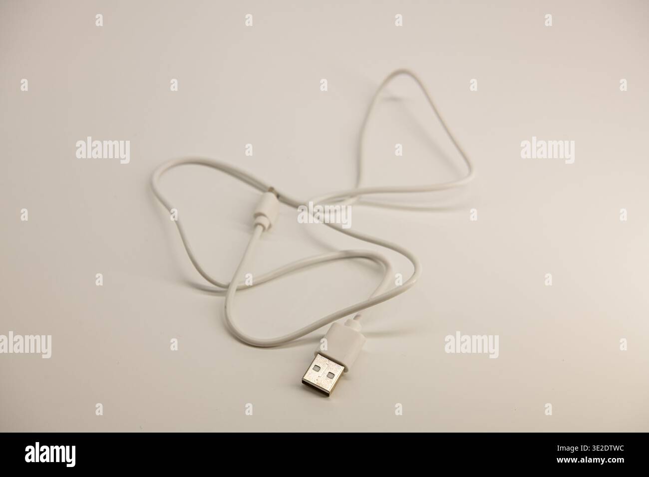 Cable with micro USB and USB connectors on a white background with clipping path. Stock Photo