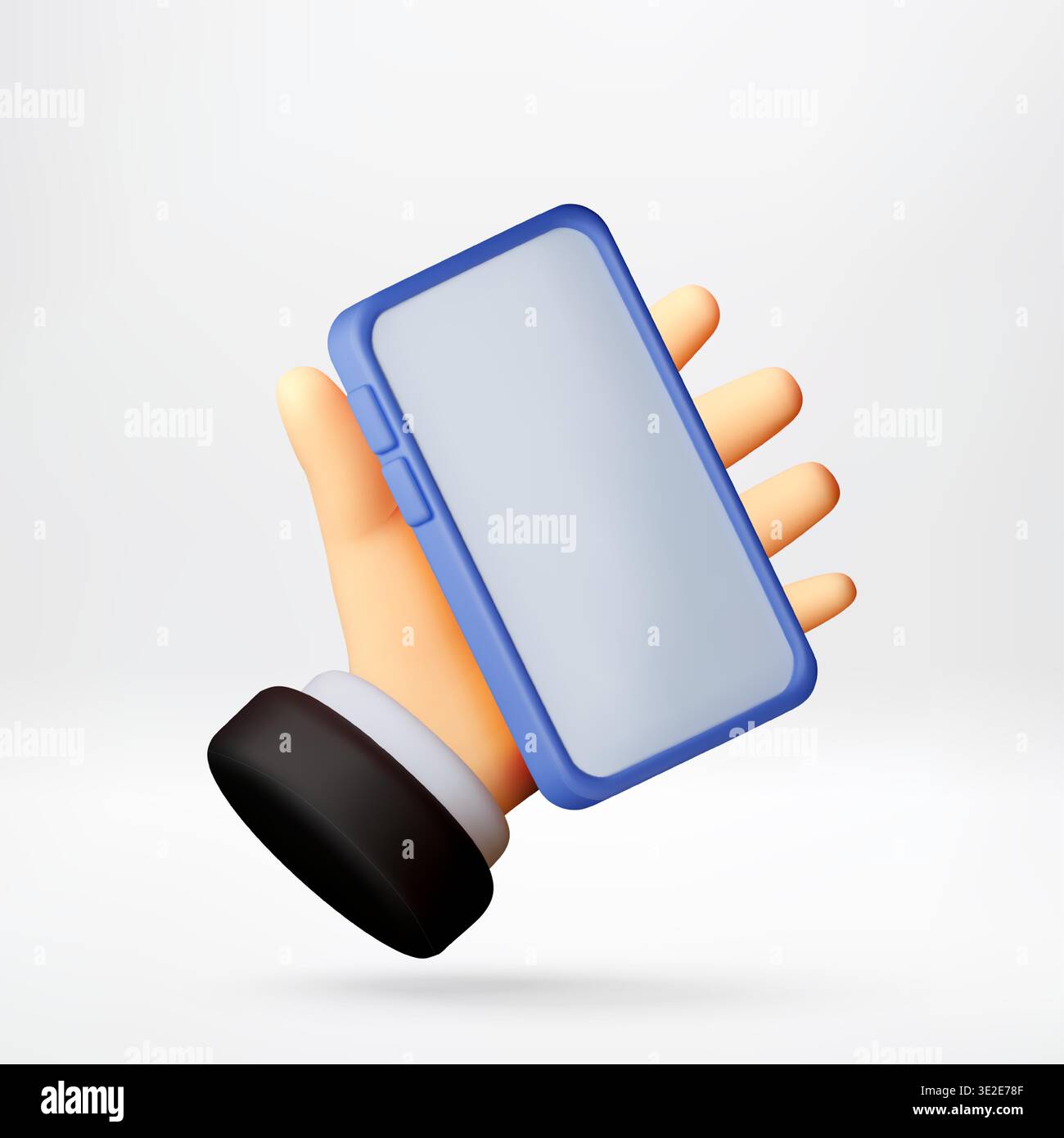 3d cartoon hand holding a blue smartphone Stock Vector