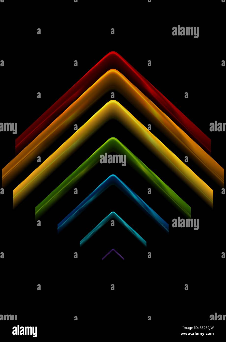 Rainbow colorful glossy arrows abstract tech geometric background. Vector graphic design Stock Vector