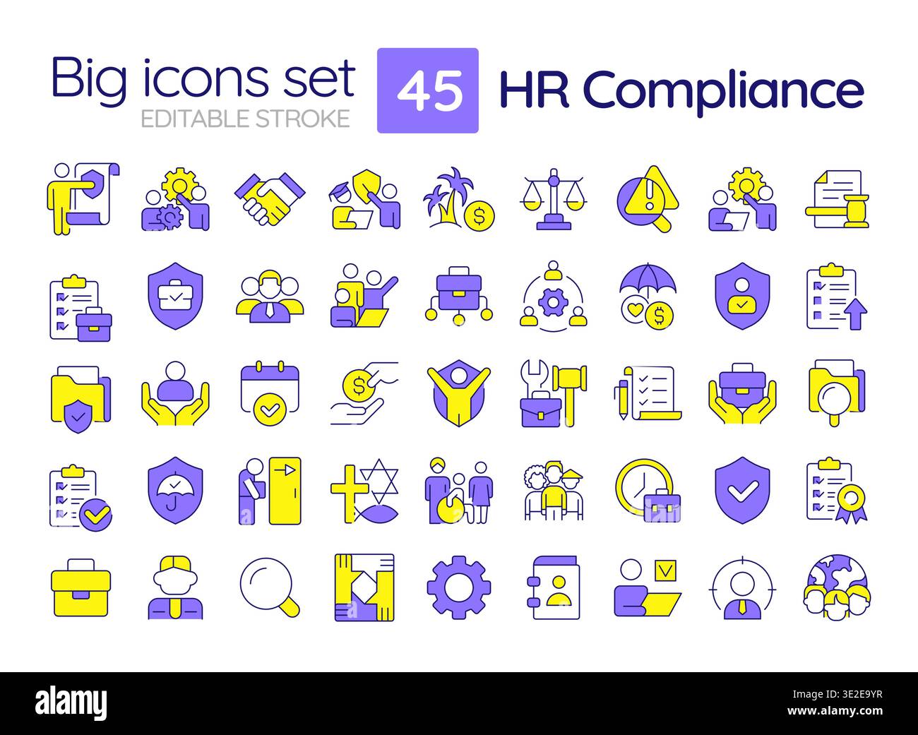 HR compliance line color icons set Stock Vector