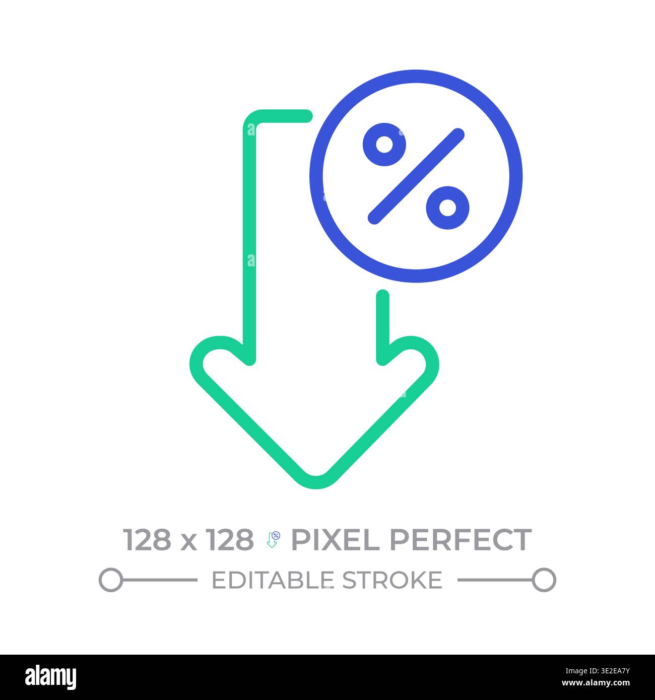 Low rate two color line icon Stock Vector