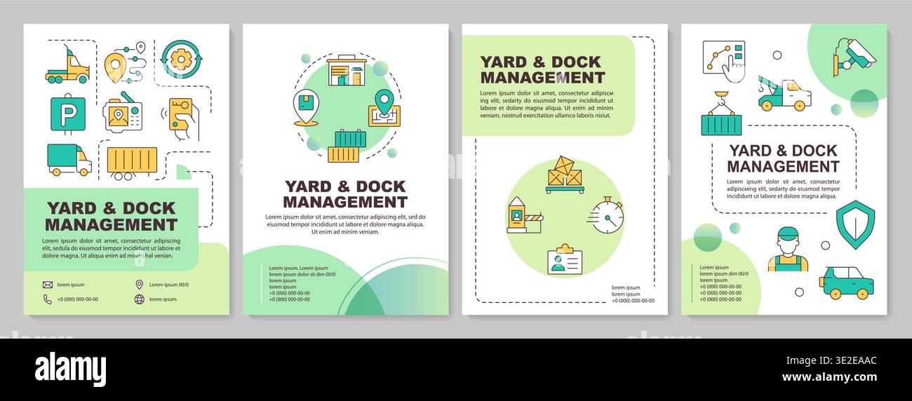 Yard and dock management green circle brochure layout Stock Vector