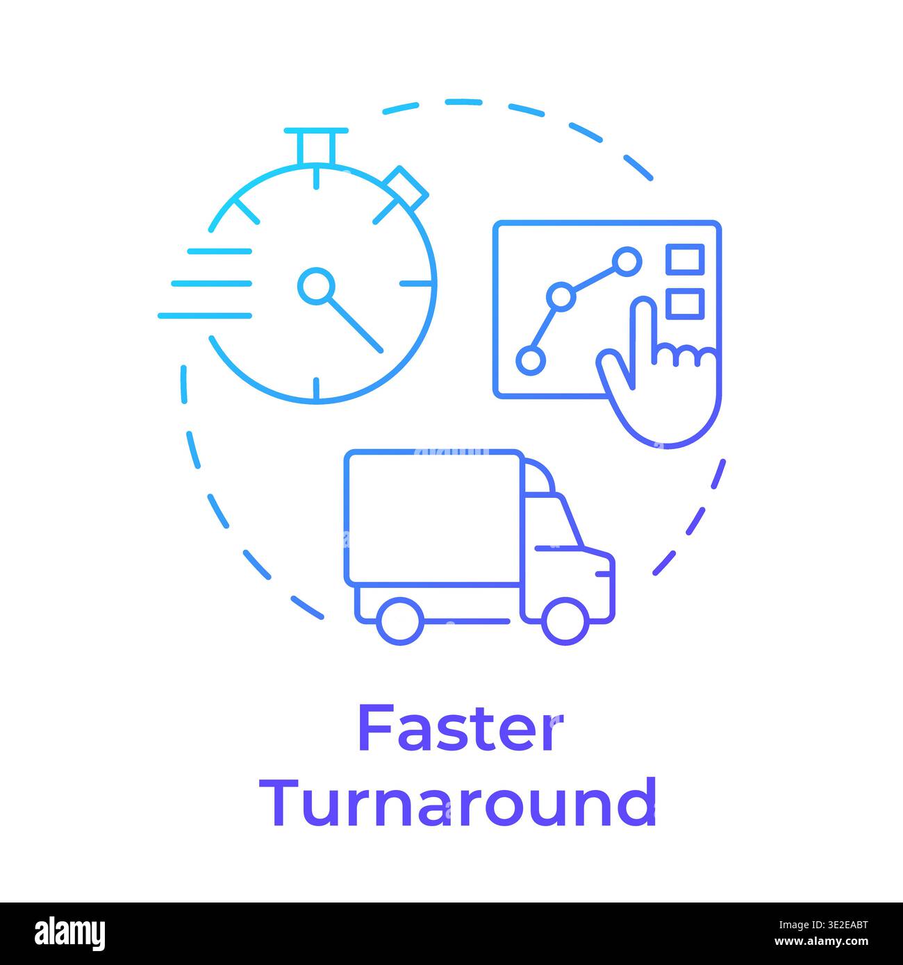 Faster turnaround blue gradient concept icon Stock Vector