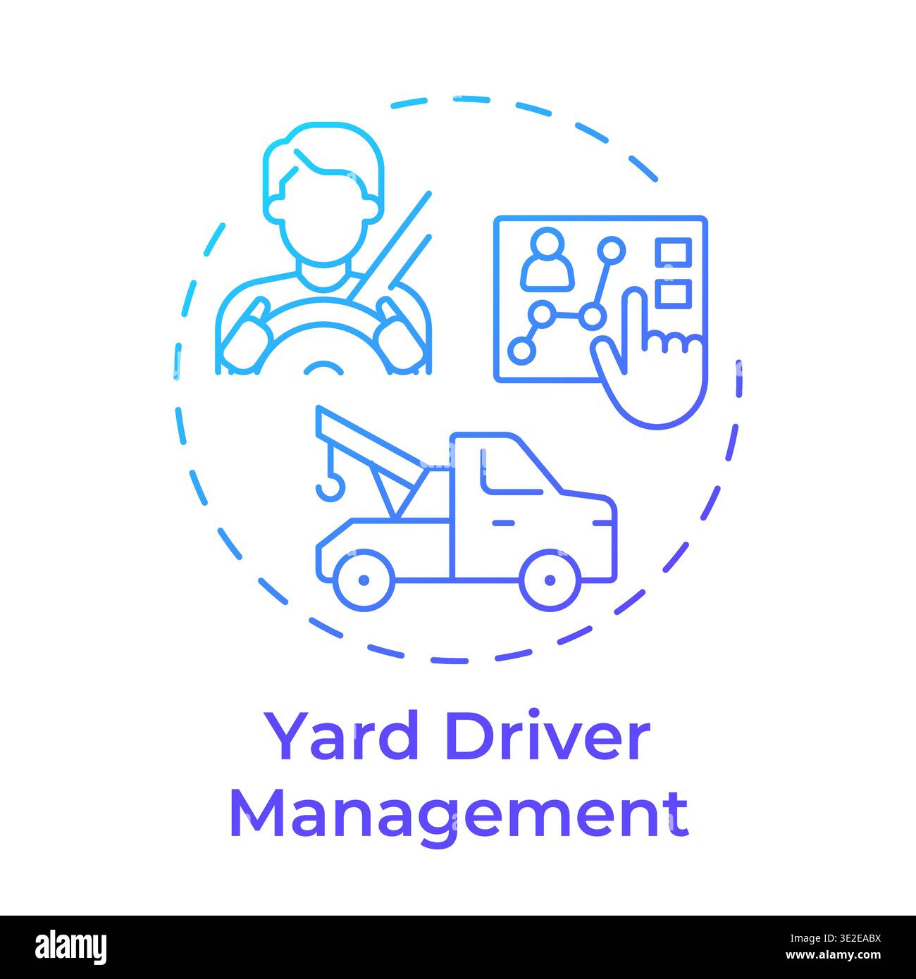 Yard driver management blue gradient concept icon Stock Vector