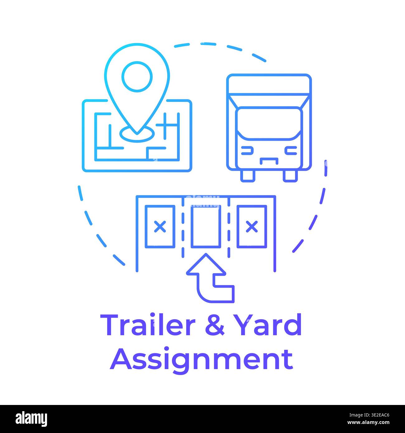 Trailer and yard assignment blue gradient concept icon Stock Vector
