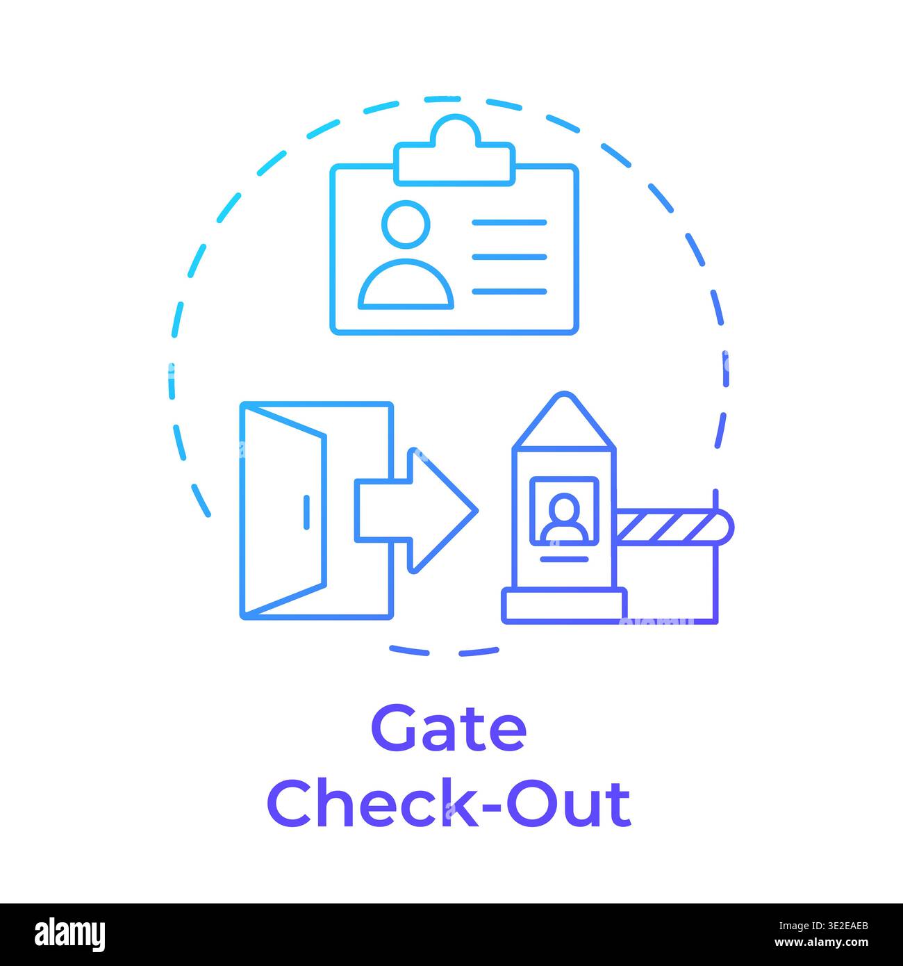 Gate check out blue gradient concept icon Stock Vector