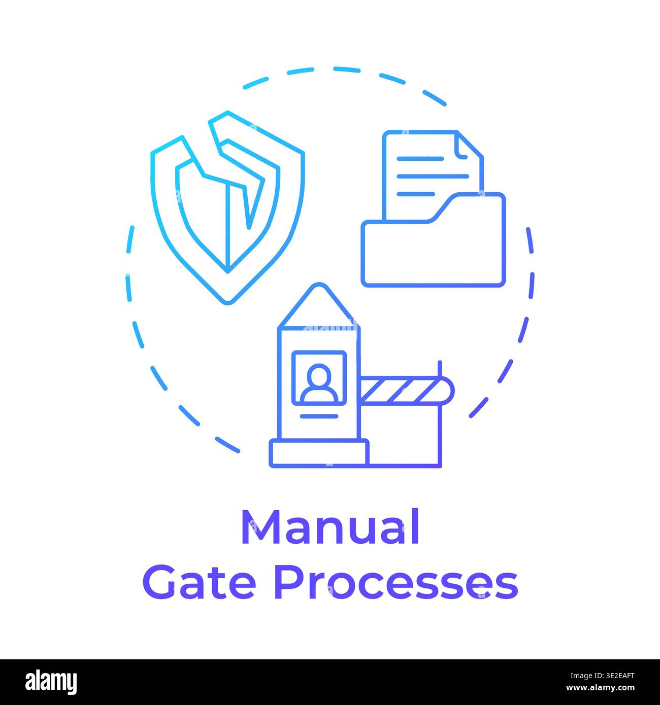 Manual gate processes blue gradient concept icon Stock Vector
