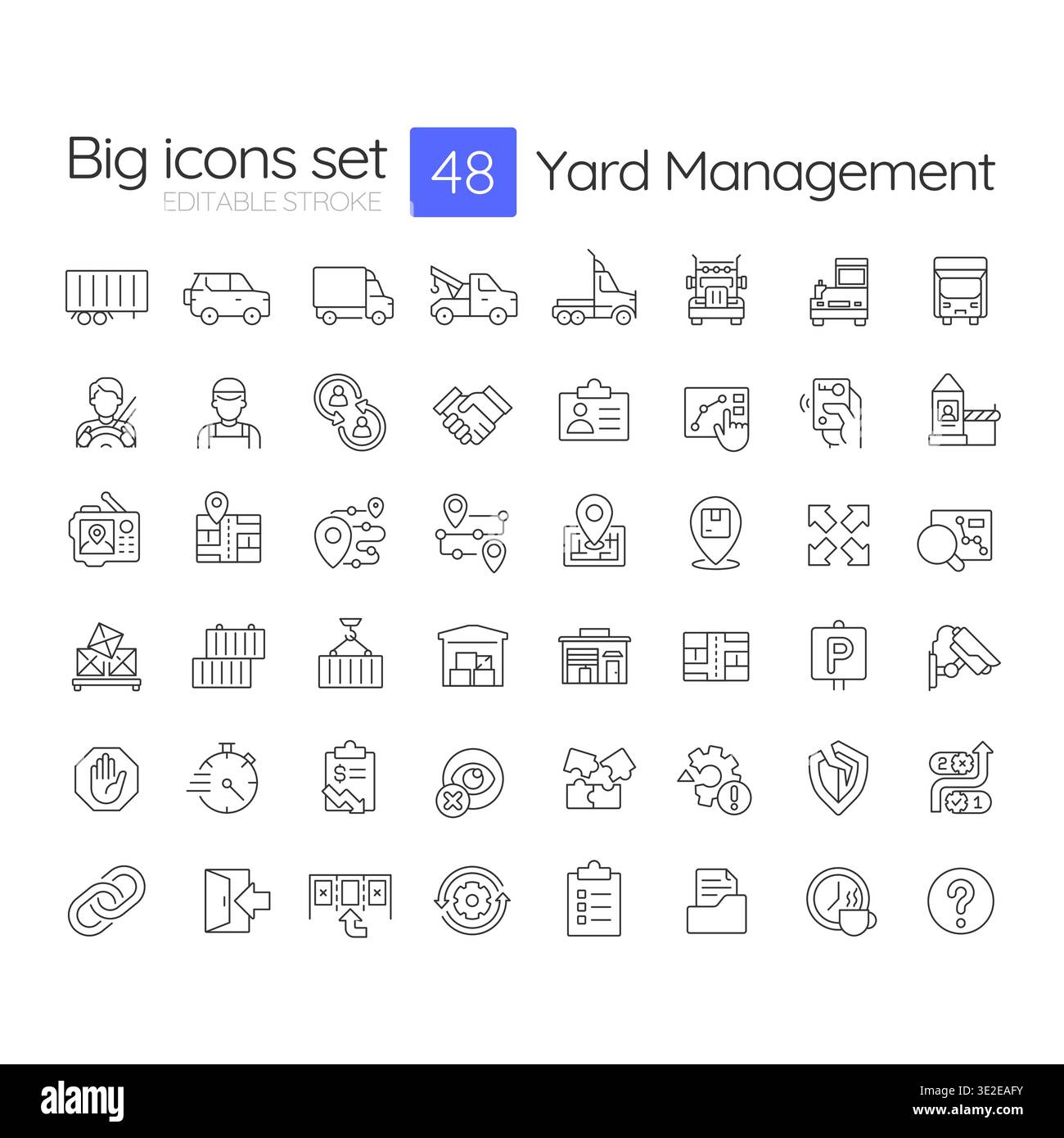 Yard management line icons set Stock Vector