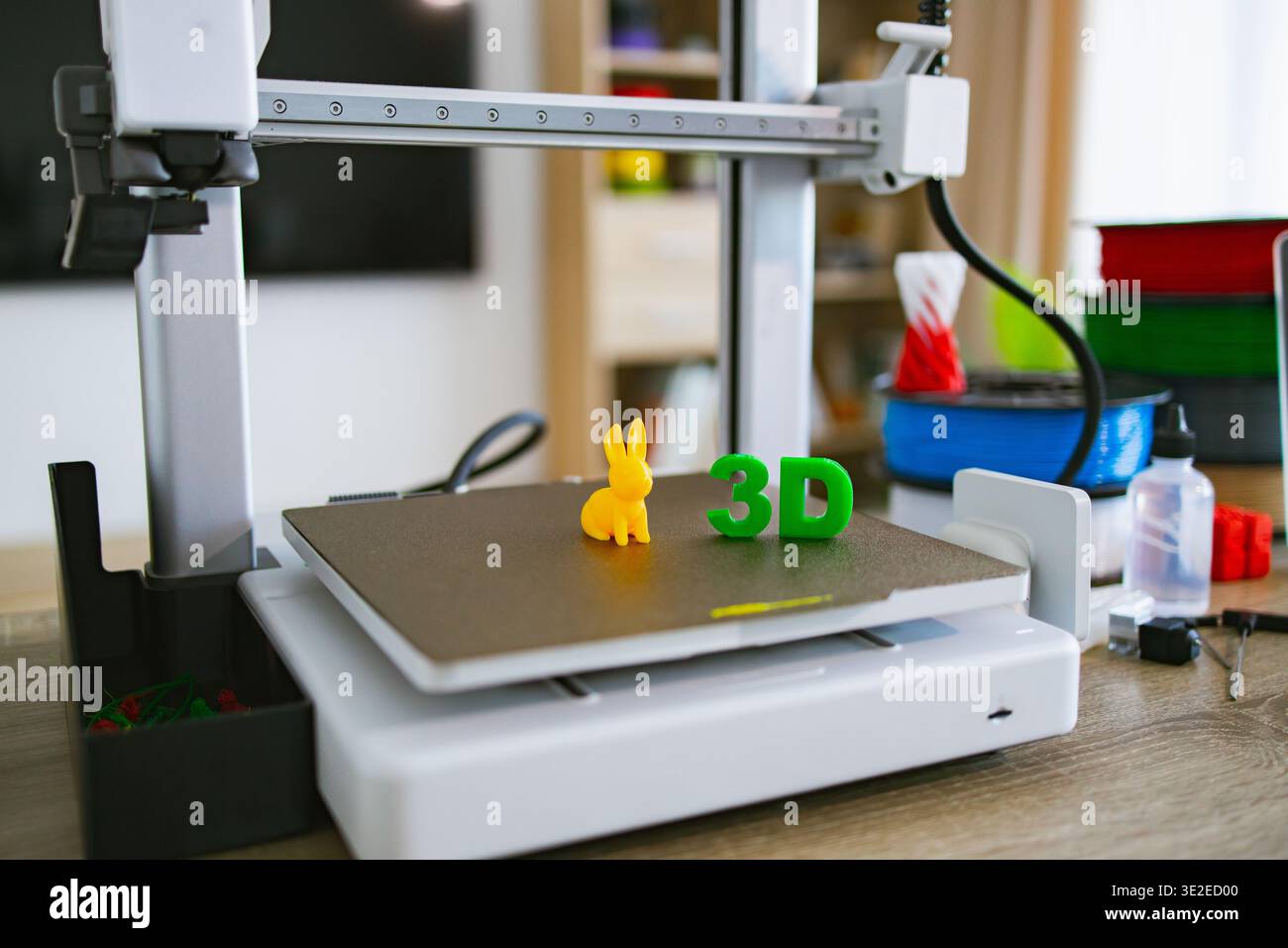 3D Printer With Bunny Object Stock Photo