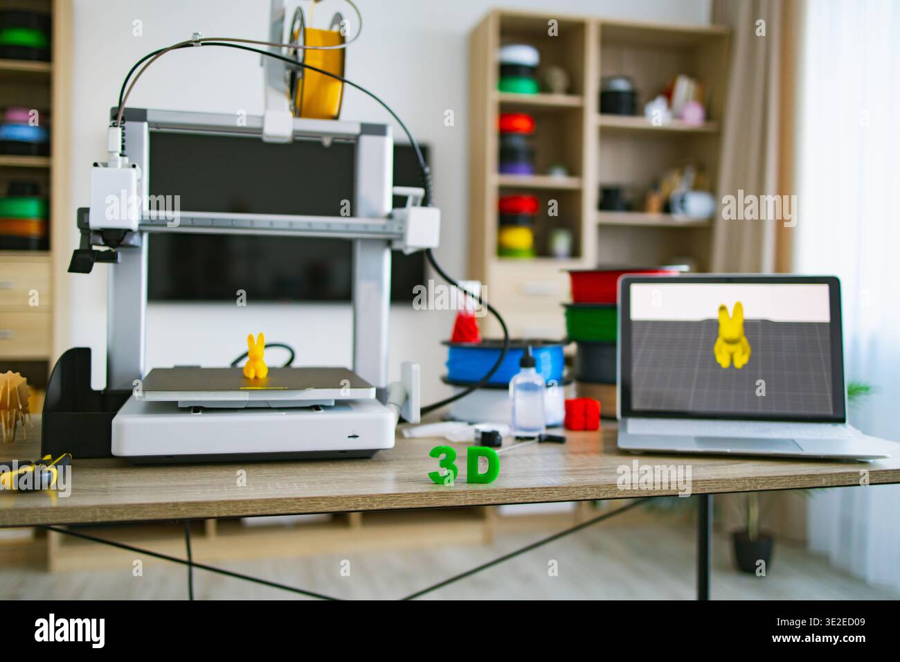 3D Printer Creating Object Stock Photo