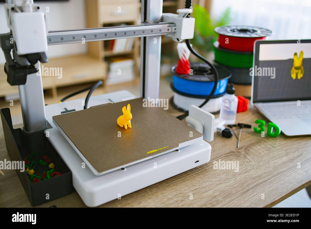 3D Printer With Bunny Object Stock Photo