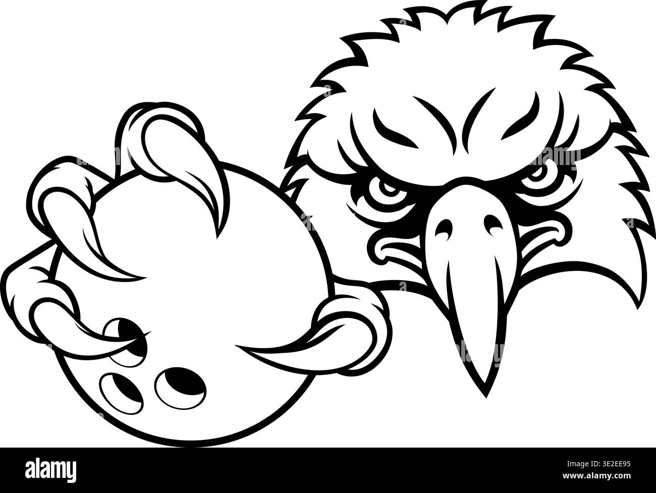 Eagle Hawk Bowling Ball Bald Eagles Mascot Stock Vector