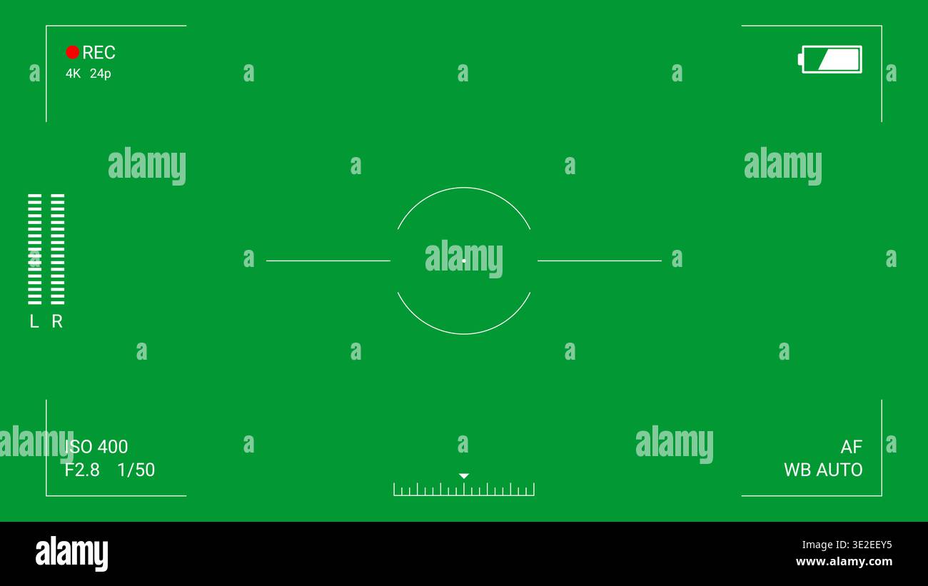 Camera HUD interface green screen layout Stock Vector