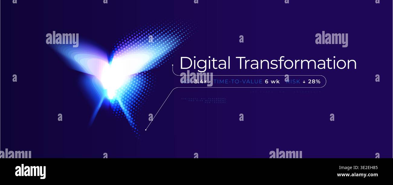 Digital Transform Concept Business Ai Cyber Transformation. Butterfly Abstract Light Icon Innovation Technology Logo Design. Data Science Research Stock Vector