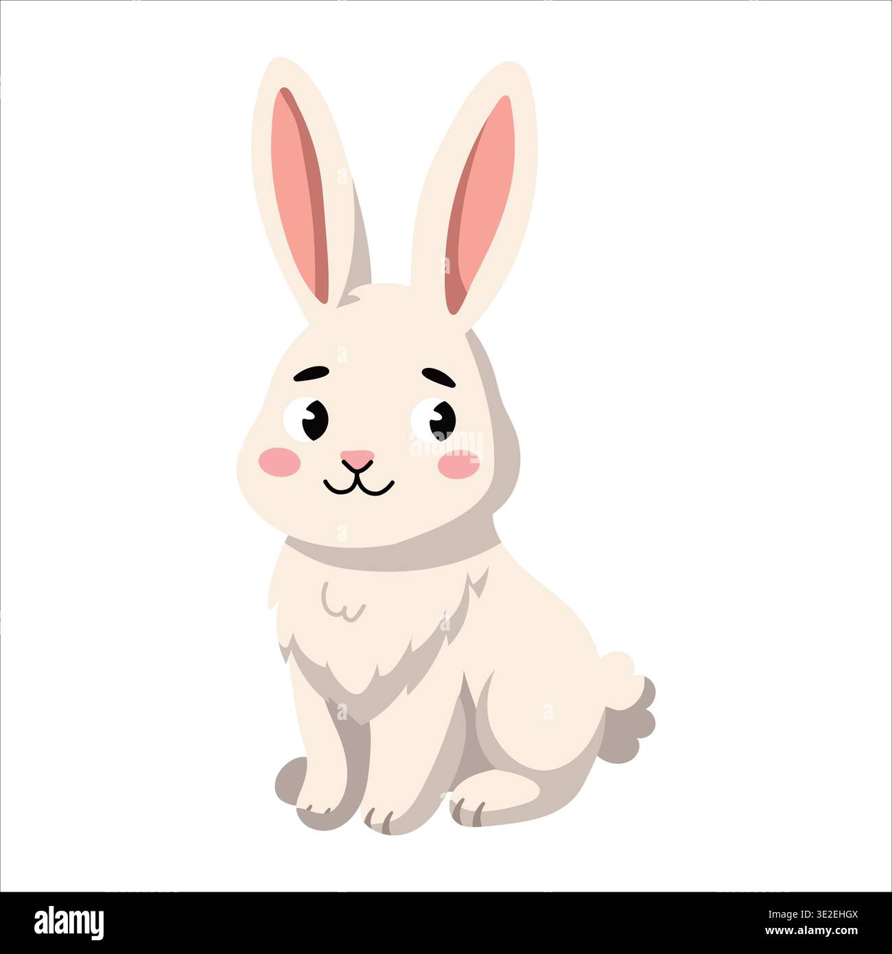 Adorable white rabbit sitting cartoon illustration vector Stock Vector