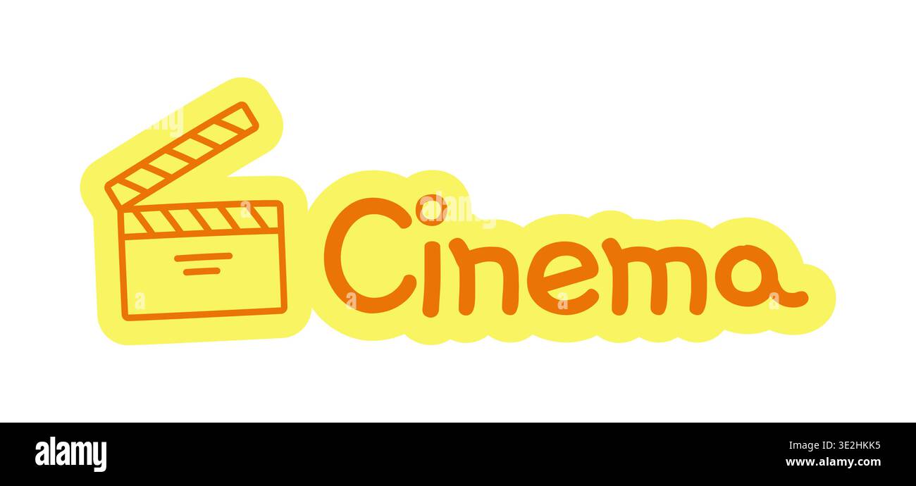 Cinema hand drawn line sticker illustration Stock Vector