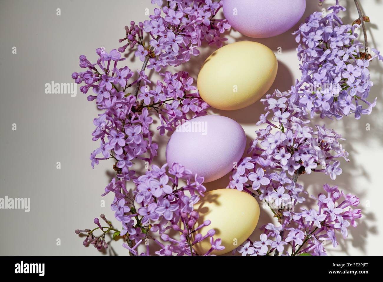 pink and yellow Easter eggs Stock Photo