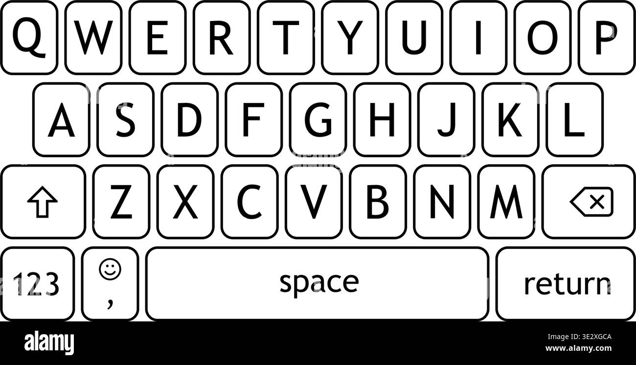 Smartphone keyboard button layout in line style, vector illustration Stock Vector