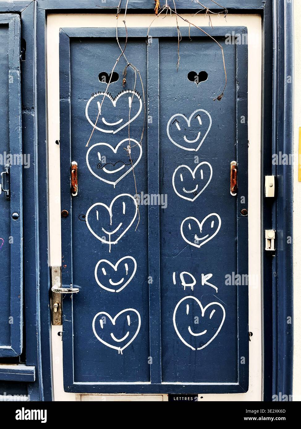 Street art door in Honfleur - Calvados - France - Smartphone Captured Stock Image