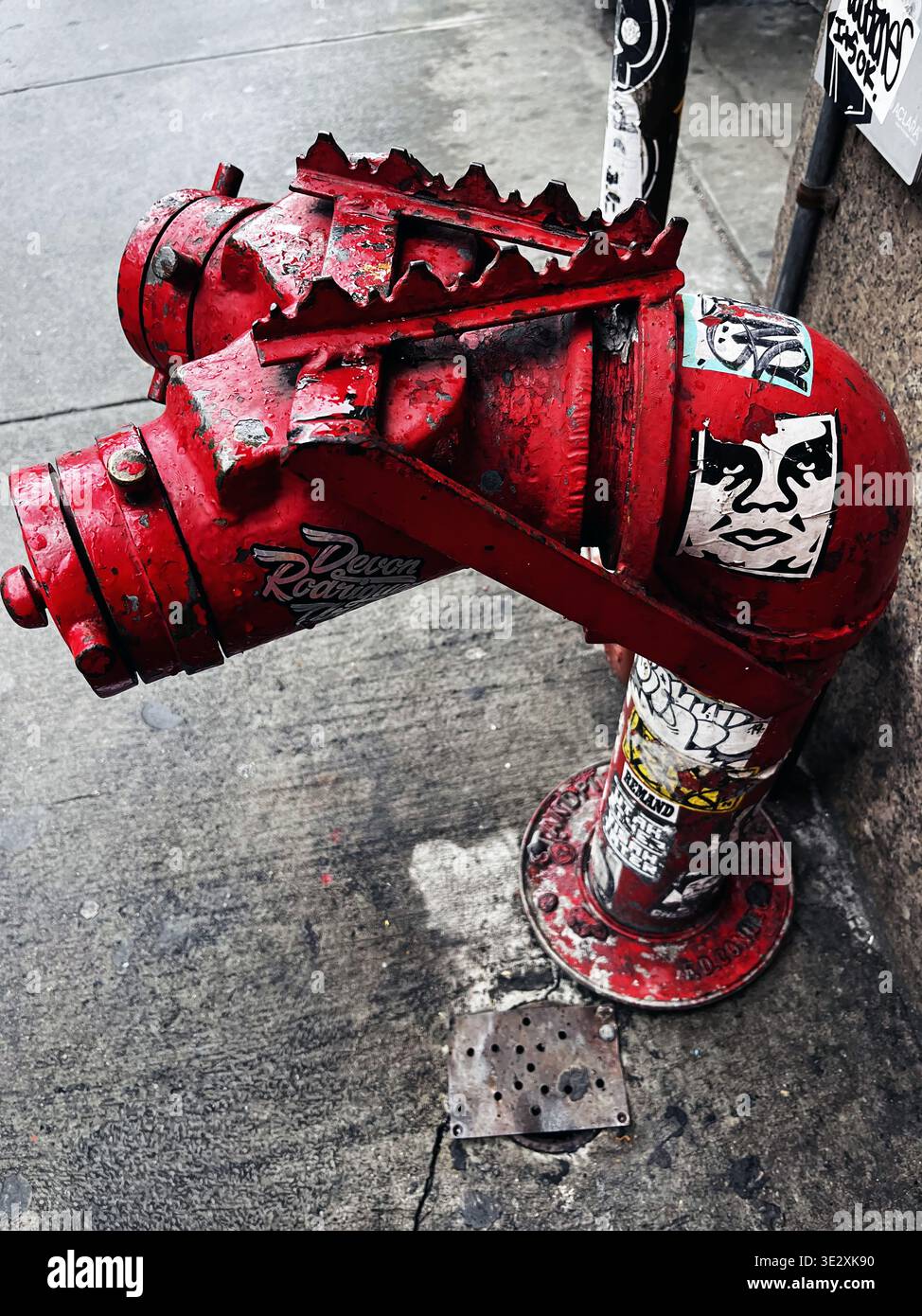 Fire hydrant in a street of  New York City - USA - Smartphone Captured Stock Image