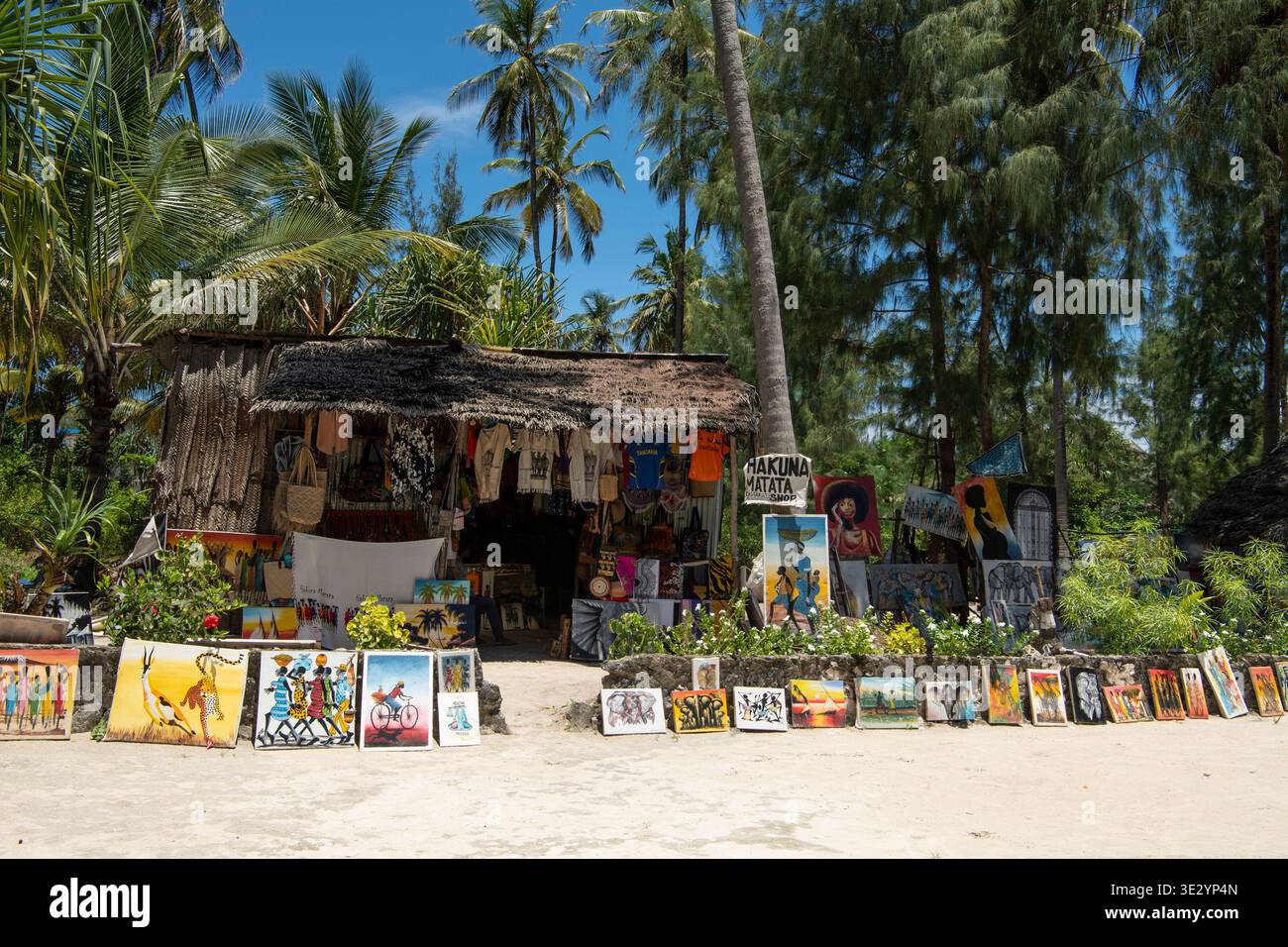 Souvenir shop at Kae Beach, Michamvi, Zanzibar, Tanzania Stock Photo