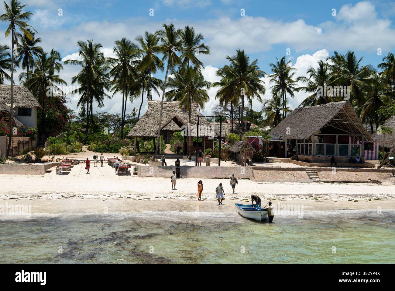 Beach in front of the Rock Restaurant, Zanzibar, Tanzania Stock Photo