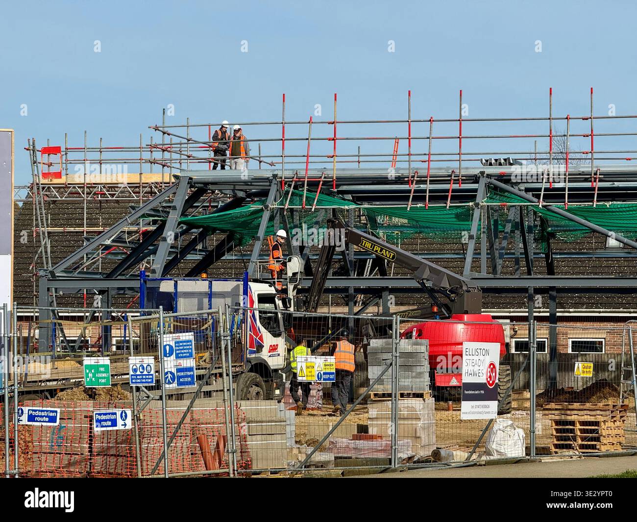 Kesgrave, Suffolk,- 20 March 2026 :  Co Op supermarket construction site, Grange Farm. - Smartphone Captured Stock Image