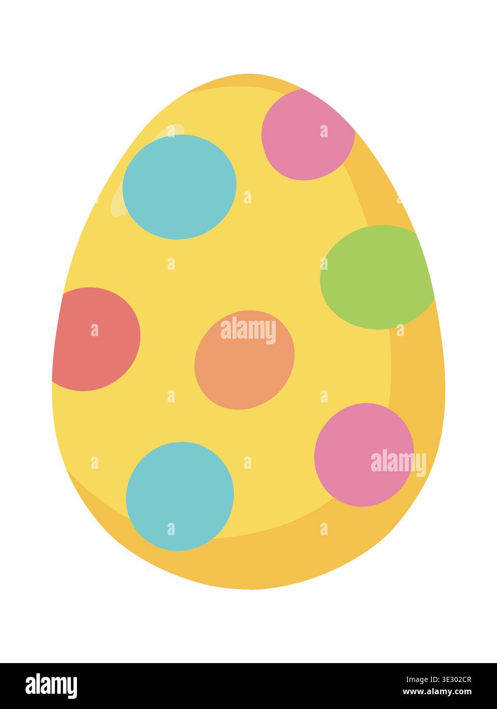 Yellow Easter egg decorated with colorful cute dots Stock Vector